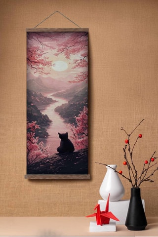 Adorno mural de madera maciza - 30 x 90 x 2 cm - Multicolor