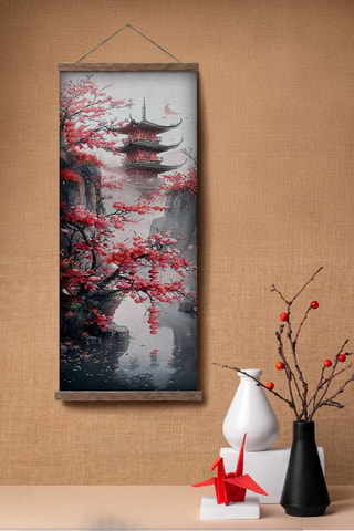 Adorno mural de madera maciza - 40 x 120 x 2 cm - Multicolor
