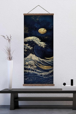 Adorno mural de madera maciza - 30 x 90 x 2 cm - Multicolor