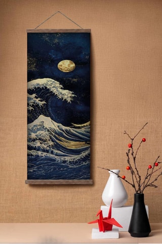 Adorno mural de madera maciza - 30 x 90 x 2 cm - Multicolor