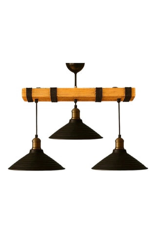 Lámpara de techo de madera - Negro y natural - 3 x 40 W