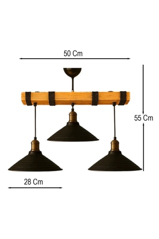 Lámpara de techo de madera - Negro y natural - 3 x 40 W