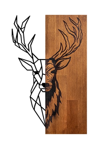 Adorno mural de madera Red Deer 1 - 36 x 58 cm - Natural y negro