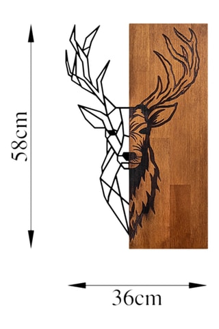 Adorno mural de madera Red Deer 1 - 36 x 58 cm - Natural y negro