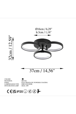 Plafón LED Halka - Negro - 18 W