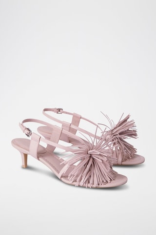 Sandali con tacco in pelle di montone - Rosa