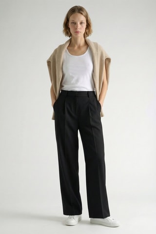Pantaloni straight in lana - Nero