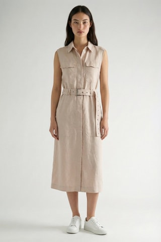 Abito a camicia in lino - Beige