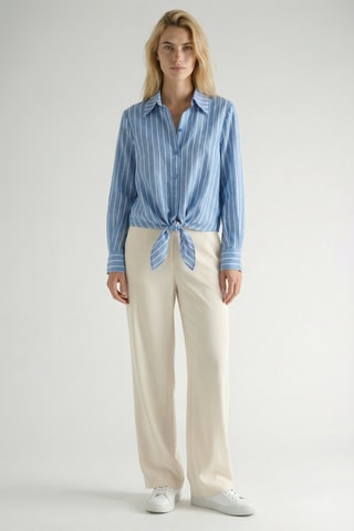 Camicia annodata in lino - Blu