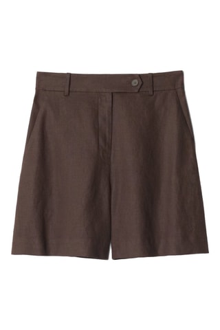 Shorts in lino - Marrone scuro