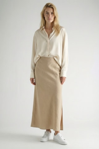 Gonna lunga in lino - Beige