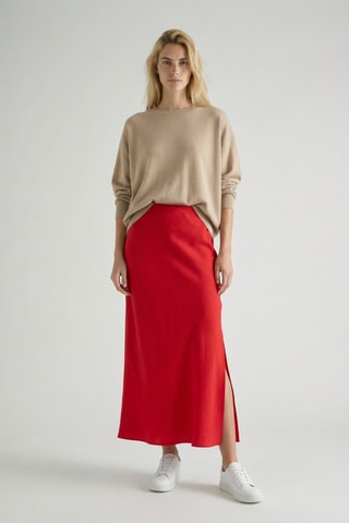 Gonna lunga in lino - Rosso