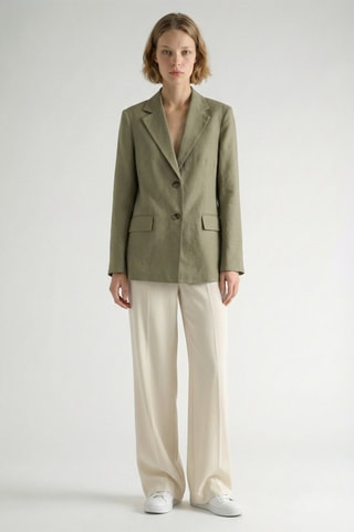 Blazer in lino - Kaki
