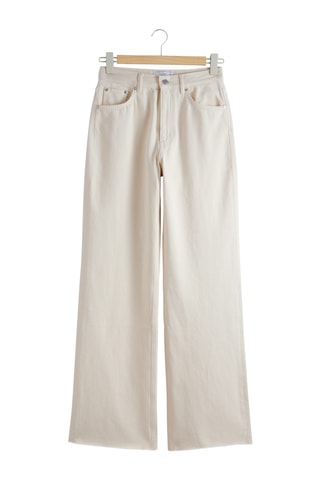 Jeans straight a vita alta - Beige