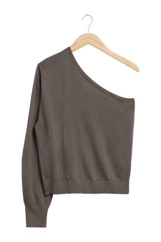 Top asimmetrico in lana - Beige