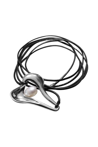 Collana - Perla coltivata d’acqua dolce e pelle