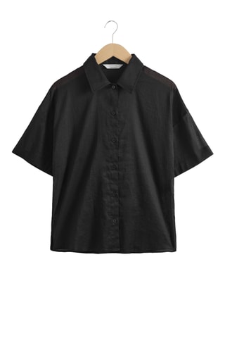 Camicia relaxed in ramia - Nero