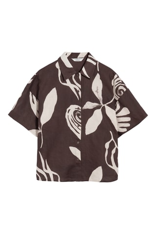Camicia oversize in lino - Marrone