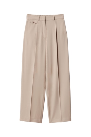 Pantaloni straight in lana - Beige