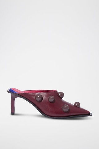 Sandali con tacco in pelle di montone - Rosso