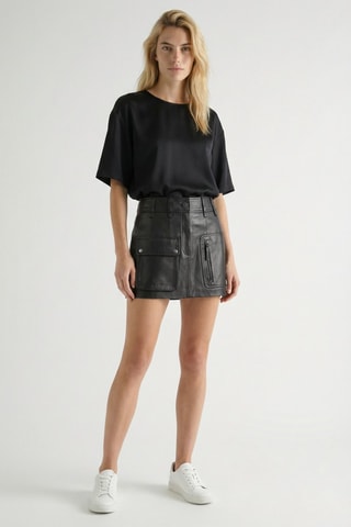 Minigonna in pelle - Nero