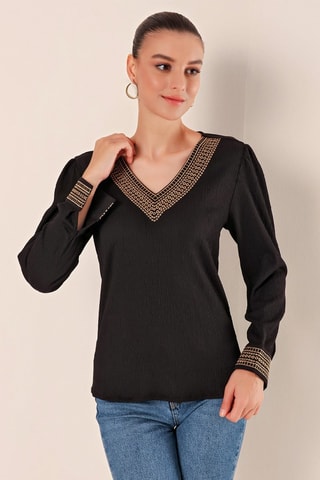 Blouse - Noir et beige