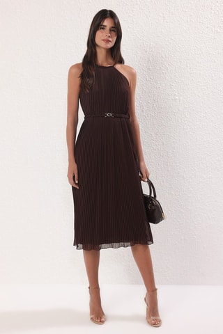 Robe plissée - Marron