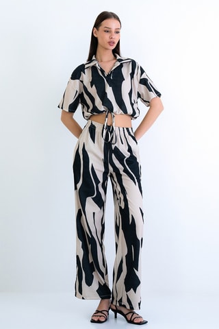 Crop top et pantalon taille haute - Bleu