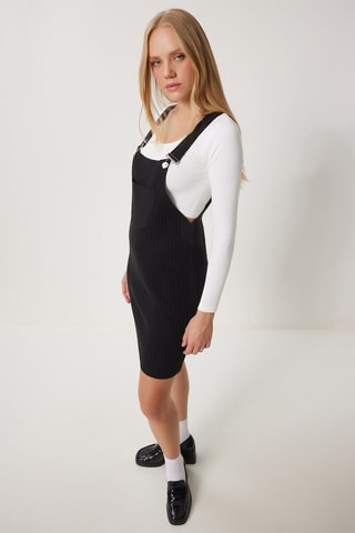 Robe-salopette en laine - Noir