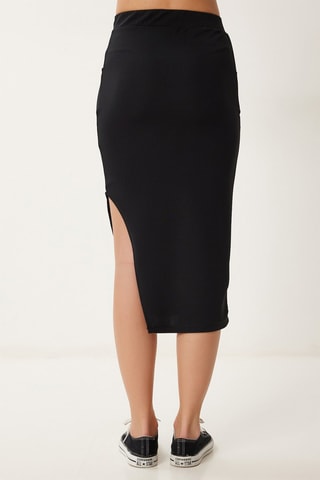 Jupe fourreau taille haute - Noir