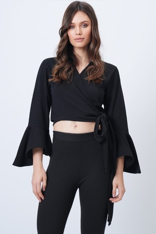 Crop top portefeuille - Noir