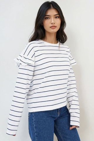 Top - Blanc et bleu