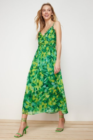 Robe longue - Bleu et vert