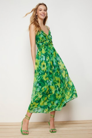 Robe longue - Bleu et vert