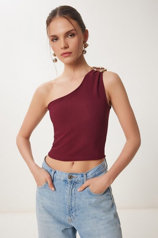 Crop top asymétrique - Rouge