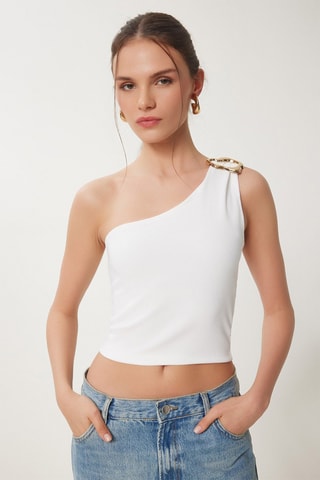 Crop top asymétrique - Blanc