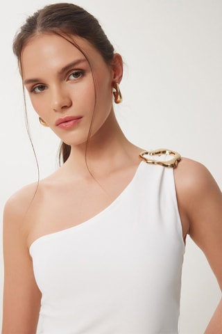 Crop top asymétrique - Blanc