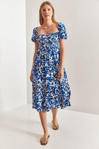 Robe midi - Bleu