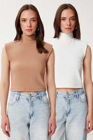 2 tops - Blanc et beige