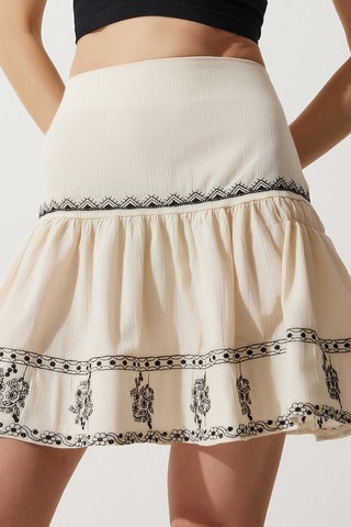 Jupe patineuse taille haute - Blanc et noir