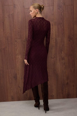 Robe midi en dentelle - Violet