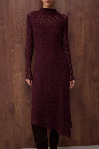 Robe midi en dentelle - Violet