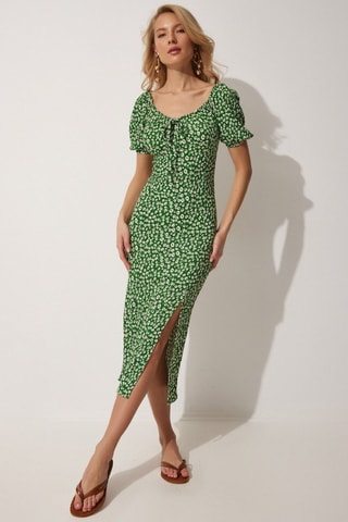 Robe fourreau - Blanc et vert
