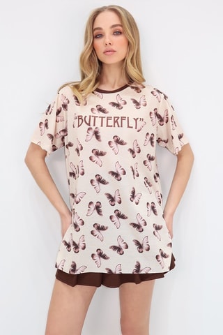 T-shirt  poudré - Blanc et marron