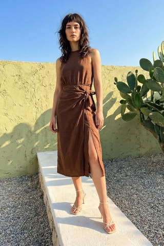 Robe midi - Marron