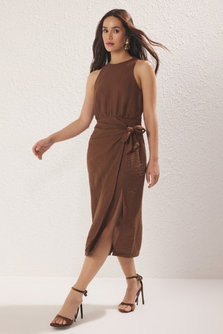 Robe midi - Marron