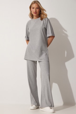 T-shirt et pantalon wide legs - Gris