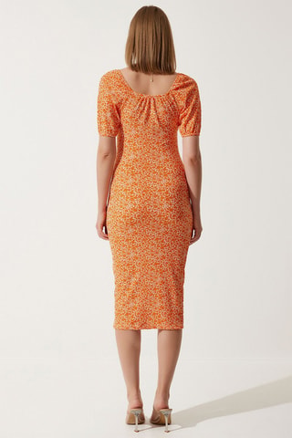 Robe fourreau - Blanc et orange