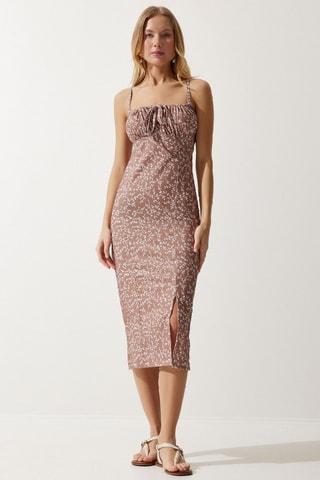 Robe fourreau - Blanc et marron