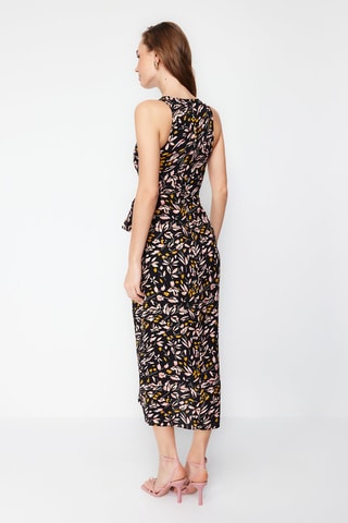 Robe portefeuille - Noir et orange